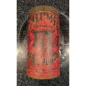 Vintage Calumet Baking Powder 1 lb Tin Can Advertising Collectible
